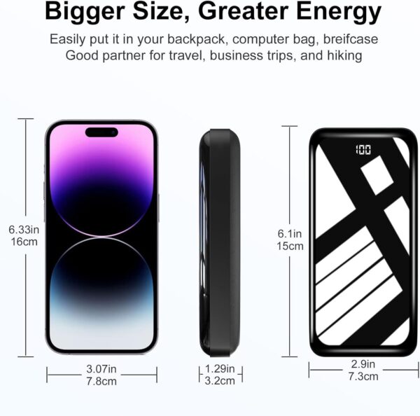 Power Bank 27,000mAh, QC 4.0 USB C 22.5W Fast Charging PD 20W Portable Charger, Mobile Phone Battery Pack 3 Outputs & 2 Inputs High Capacity Compatible for Smartphones - Image 5