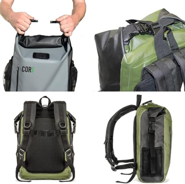 COR Surf Waterproof Dry Bag Backpack - Roll Top Drybag with Padded Laptop Sleeve, Has Welded Seams and Ergonomic Shoulder Pad, Ideal for Boating, Hiking, Kayaking, and More, Available in 25L and 40L - Image 3