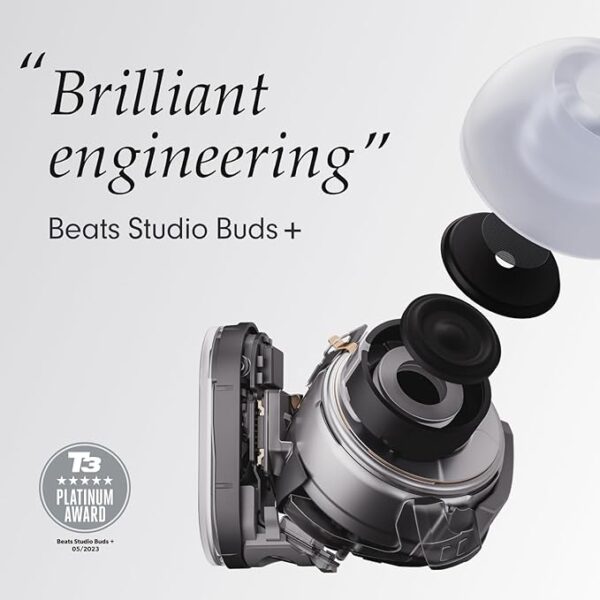 Beats Studio Buds + | True Wireless Noise Cancelling Earbuds, Enhanced Apple & Android Compatibility, Built-in Microphone, Sweat-Resistant Bluetooth Headphones, Spatial Audio – Transparent - Image 3