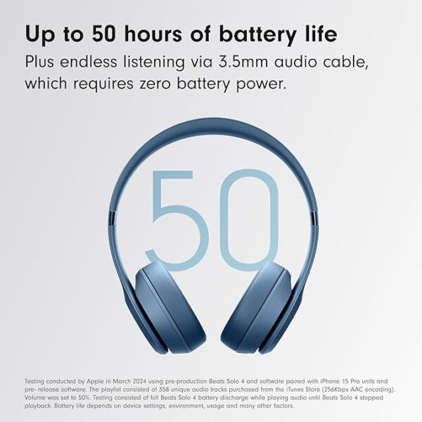 Beats Solo 4 – Wireless Bluetooth On-Ear Headphones, Apple & Android Compatible, Up to 50 hours of Battery Life – Slate Blue - Image 4