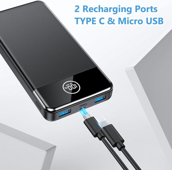 Power Bank 27,000mAh, QC 4.0 USB C 22.5W Fast Charging PD 20W Portable Charger, Mobile Phone Battery Pack 3 Outputs & 2 Inputs High Capacity Compatible for Smartphones - Image 7