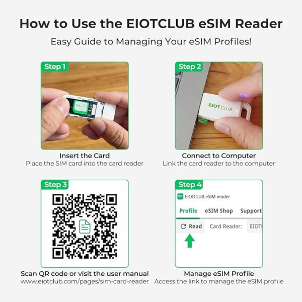 EIOTCLUB eSIM Card + Reader Kit – Unlimited eSIM Profiles, Global Roaming in EU & other 200+ Countries, Compatible with Android, iPhone, Tablets & Laptops - Image 5