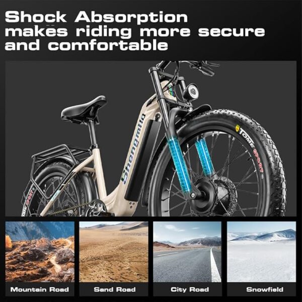 Shengmilo E Bike S700 Electric Bike 26 Inch E-Mountain Bike full suspension E-Bike 48V17.5Ah Battery 7-Speed shifting electric cycling with Fat Tire... - Image 4