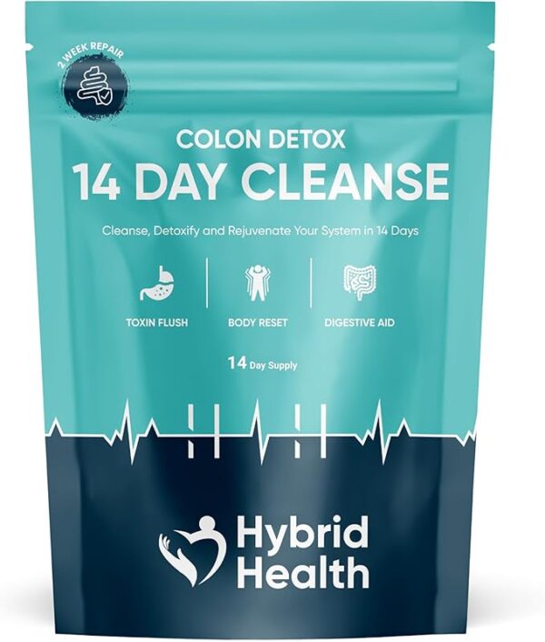 Hybrid Health Colon Cleanse | Rapid 14 Day Detox Supplement for Men & Women | Gut Health | Non GMO Gut Cleanse