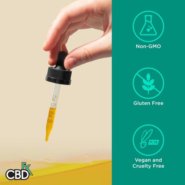 CBDfx 1000mg CBD High Strength CBD Oil, Improved Purity, All Natural, Vegan, Non-GMO, Broad Spectrum, Blended with MCT Oil, No THC, 30ml (30 Days) - Image 2