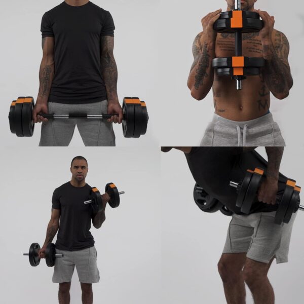 Phoenix Fitness Dumbbells Weight Set - Adjustable 2-in-1 Barbell Set for Exercise, Muscle and Strength Training - Weight: up to 15kg - Image 2