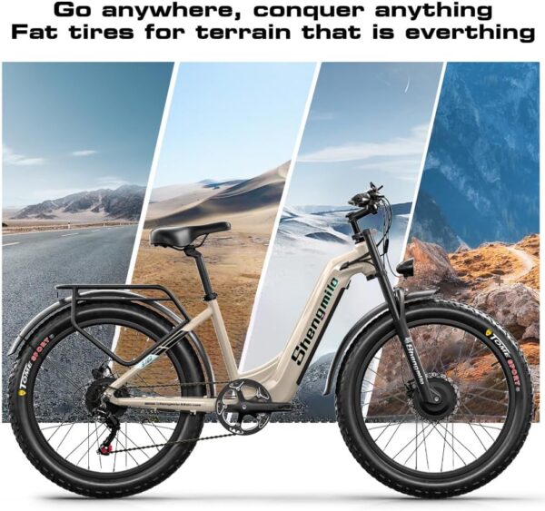 Shengmilo E Bike S700 Electric Bike 26 Inch E-Mountain Bike full suspension E-Bike 48V17.5Ah Battery 7-Speed shifting electric cycling with Fat Tire... - Image 2