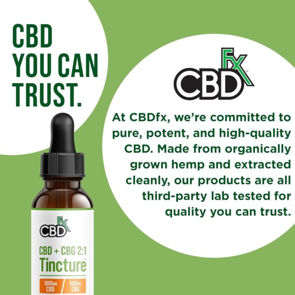 CBDfx 1000mg CBD High Strength CBD Oil, Improved Purity, All Natural, Vegan, Non-GMO, Broad Spectrum, Blended with MCT Oil, No THC, 30ml (30 Days) - Image 6