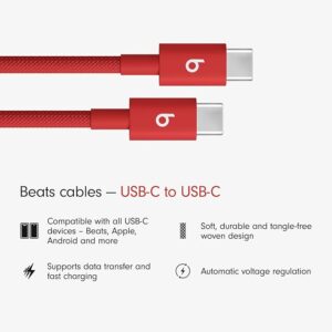 Beats USB-A to USB-C Woven Cable, Fast Charging, Durable and Tangle-Free Design, Compatible Charger for Apple & Android Devices (1.5 m