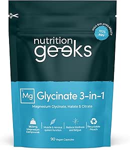Magnesium Glycinate 3-in-1 Complex - 1800mg Supplements as Bisglycinate, Citrate & Malate 90 Vegan Capsules, Triple High Absorption 384mg Elemental, UK Made (Packaging Design May Vary