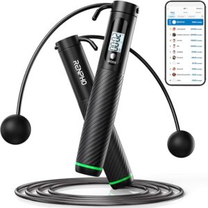 RENPHO Smart Skipping Rope with Counter, Adjustable Jump Ropes for Fitness, Skip Rope with APP Data Analysis, Workout Equipment for Women Men Adult Kids, Burn Calories, Boxing Jumping Rope, Gym, MMA