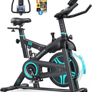 2025 Toputure Exercise Bike with APP, 0-100% Magnetic Resistance Spin Bike, 15kg Flywheel, Shock Absorption, LCD Display, Ultra-quiet Stationary Indoor Exercise Bikes for Home Gym Trainin