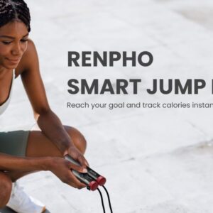 RENPHO Smart Skipping Rope with Counter, Adjustable Jump Ropes for Fitness, Skip Rope with APP Data Analysis, Workout Equipment for Women Men Adult Kids, Burn Calories, Boxing Jumping Rope, Gym, MMA